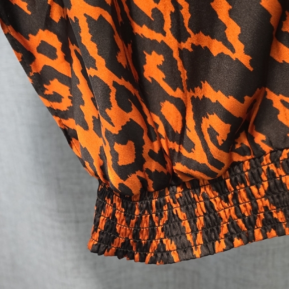 Chico's Rust and Black Abstract Bubble Elastic Waist Blouse With Drop Sleeves 12 - Picture 8 of 9